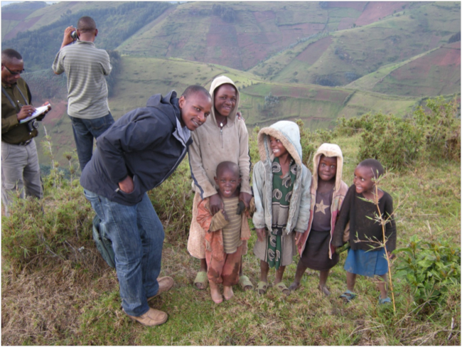 Thierry Aimable, Coordinator of Forest of Hope Association, and friends