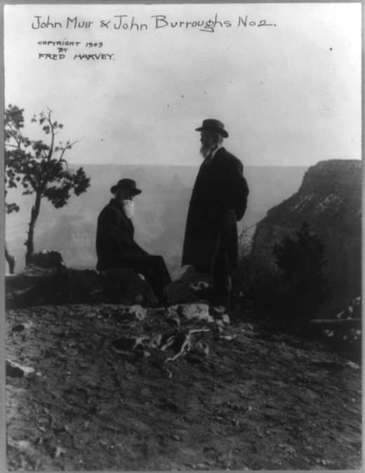 John Burroughs and John Muir at the Grand Canyon. 1909. Historic photo by Fred Harvey.