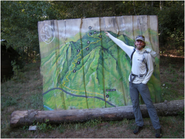 Jonathan Byers pointing to our destination on a map of El Cañi