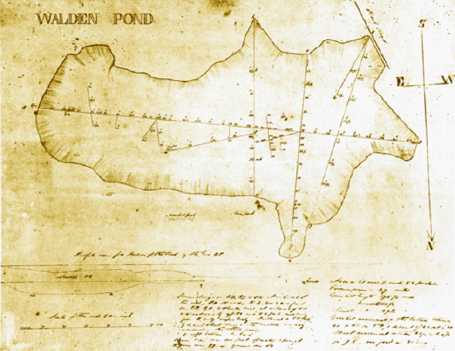 Walden Pond survey, ink on paper. H.D. Thoreau, 1846. Courtesy of Concord Free Public Library