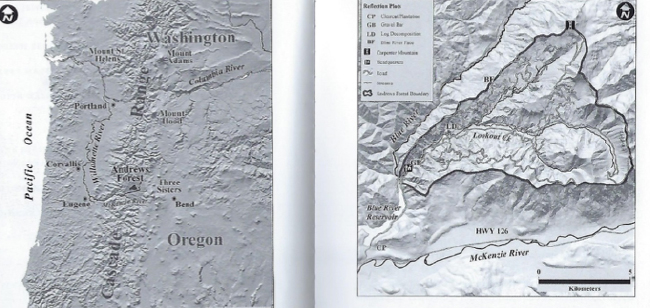 Maps showing location of H.J. Andrews Experimental Forest (Source: Forest Under Story, University of Washington Press, 2018)