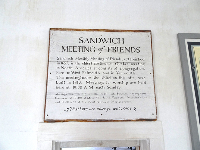 Historical plaque, Sandwich Friends Meeting House
