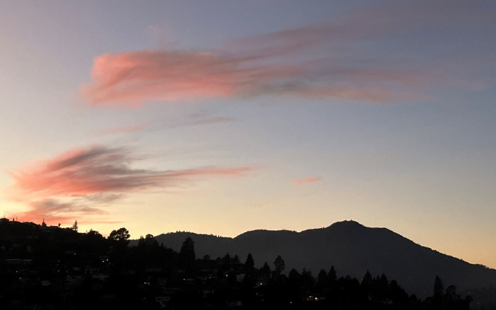 Mount Tamalpais from Mill Valley, sunset