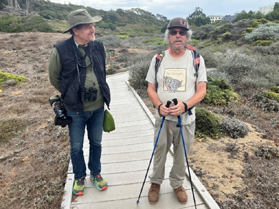 Butterfly scientists Durrell Kapan (l) and Stu Weiss (r) at Lobos Creek Dunes restoration site