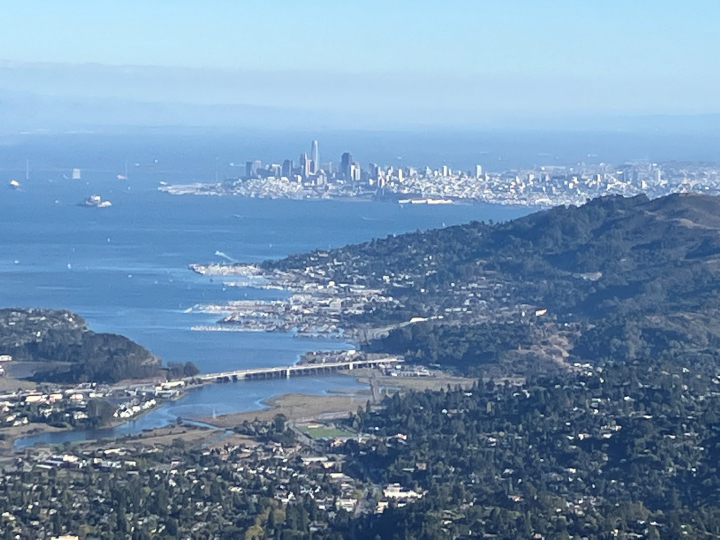 View of SE Marin County and San Francisco from East Peak of Mount Tamalpais
