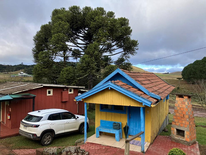 Tiny cabin of Araucaria wood at Parador Pôr do Sol, near Cambará do Sol